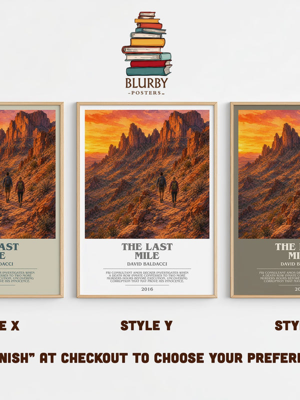 The Last Mile bookish print in frame leaning in hallway – legal thriller wall art