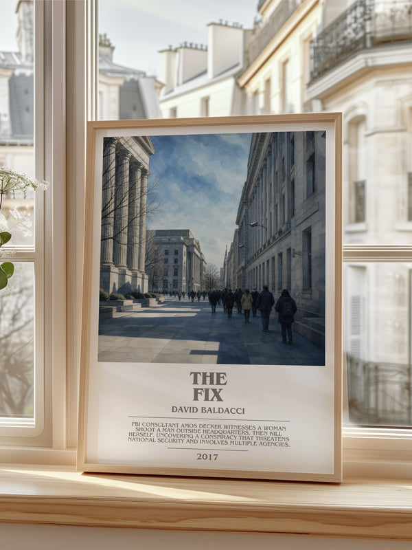 The Fix Bookish Wall Art by David Baldacci – framed print by a bright window