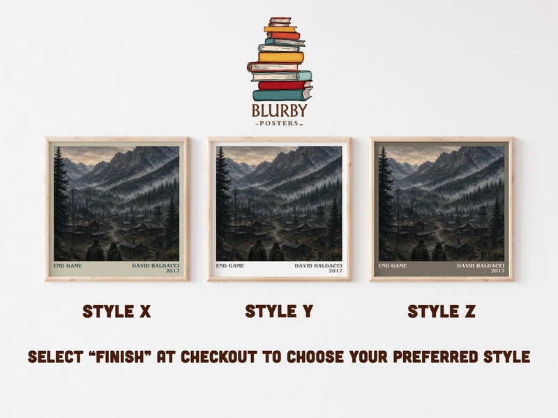 End Game literary print in frame leaning in hallway – thriller wall art