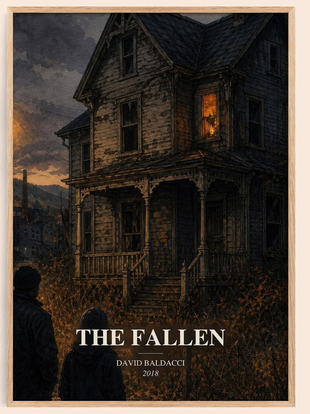 The Fallen watercolour book poster by David Baldacci – framed literary art print