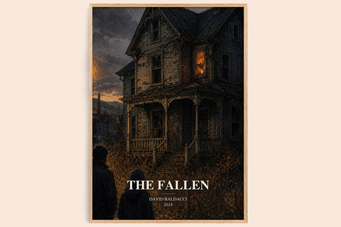 The Fallen watercolour book poster by David Baldacci – framed literary art print