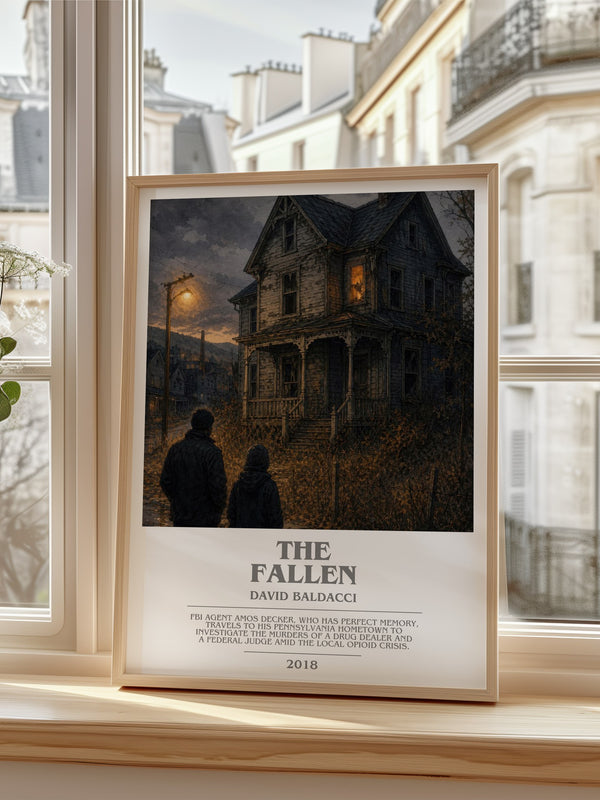 The Fallen Bookish Wall Art by David Baldacci – framed print by a bright window