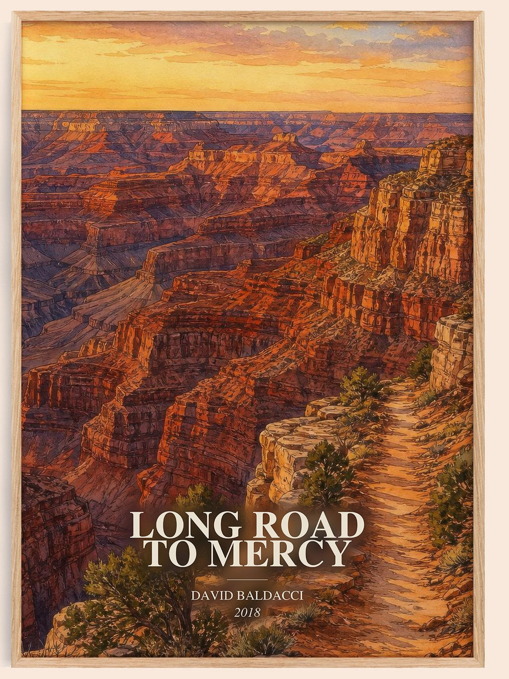 Long Road to Mercy watercolour book poster by David Baldacci – framed literary art print