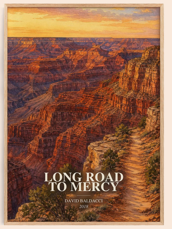Long Road to Mercy watercolour book poster by David Baldacci – framed literary art print