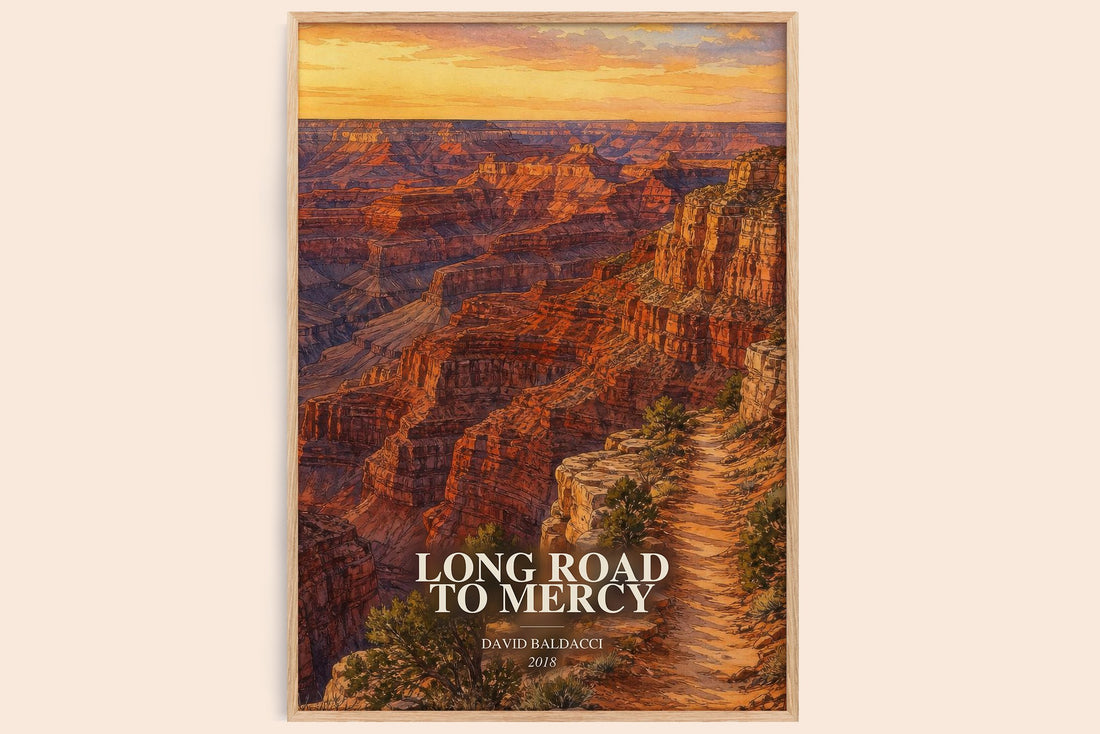 Long Road to Mercy watercolour book poster by David Baldacci – framed literary art print
