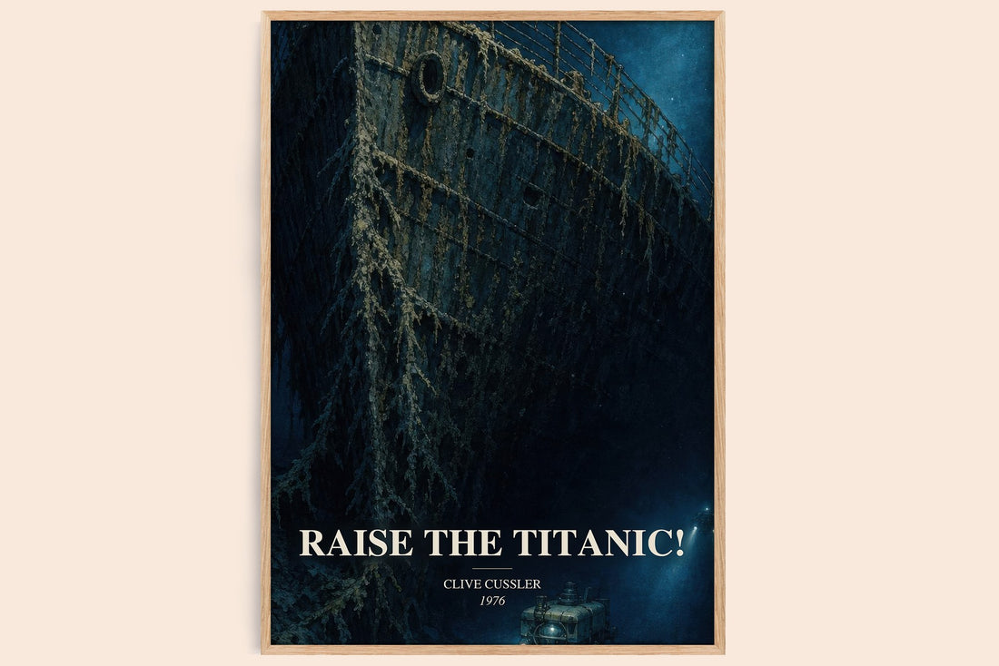 Raise the Titanic! watercolour book poster by Clive Cussler – framed literary art print