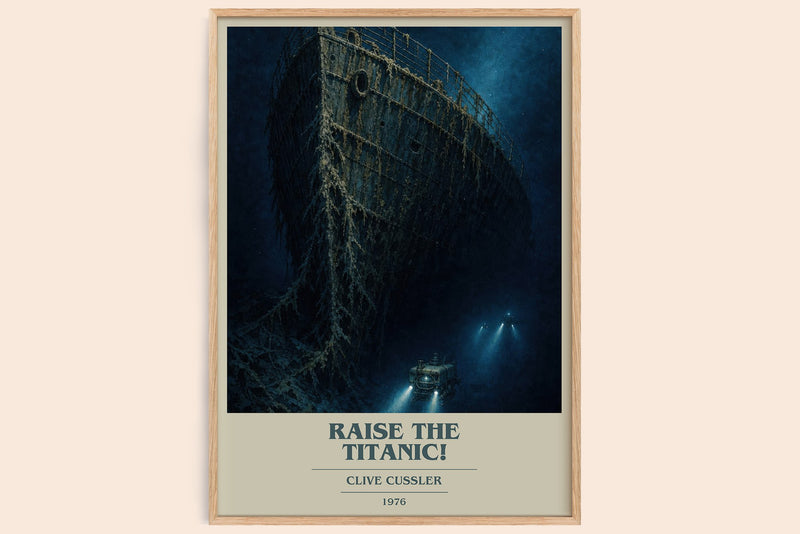Raise the Titanic! book cover book poster by Clive Cussler – framed literary art print