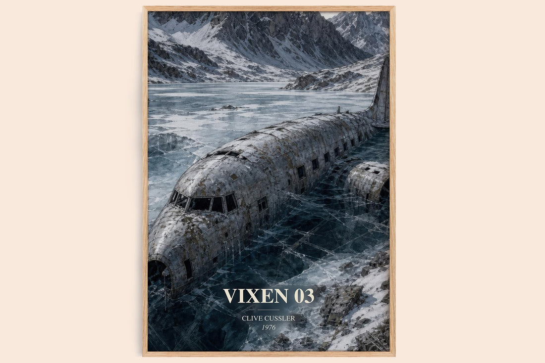 Vixen 03 watercolour book poster by Clive Cussler – framed literary art print