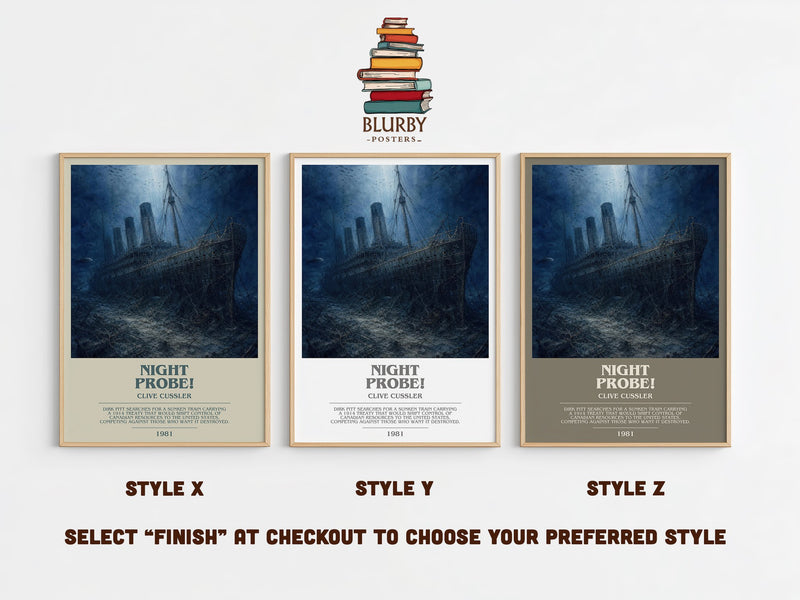 Night Probe! bookish print in frame leaning in hallway – adventure wall art