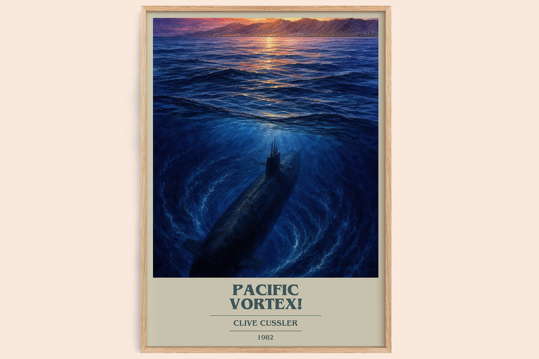 Pacific Vortex! book cover book poster by Clive Cussler – framed literary art print