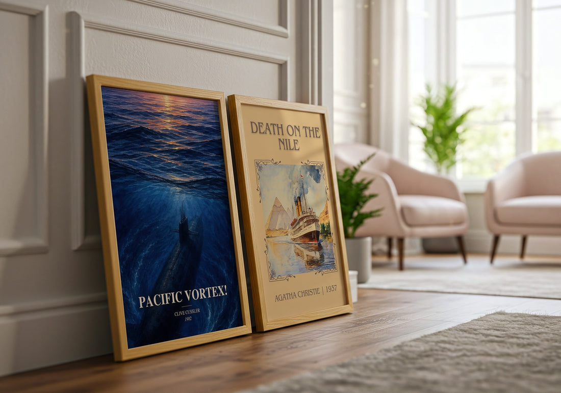 Pacific Vortex! watercolour print framed by window – literary home decor