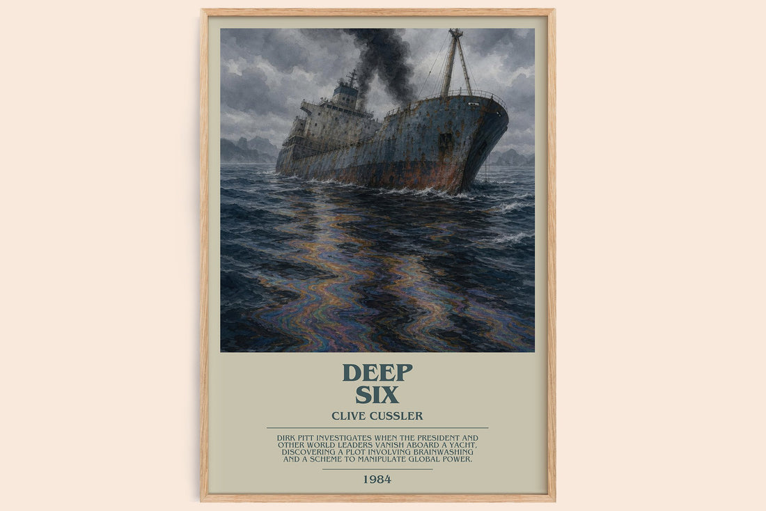 Deep Six bookish book poster by Clive Cussler – framed literary art print