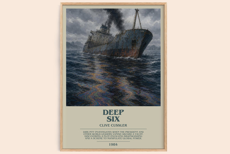 Deep Six bookish book poster by Clive Cussler – framed literary art print