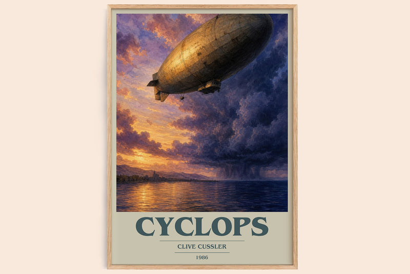 Cyclops book cover book poster by Clive Cussler – framed literary art print