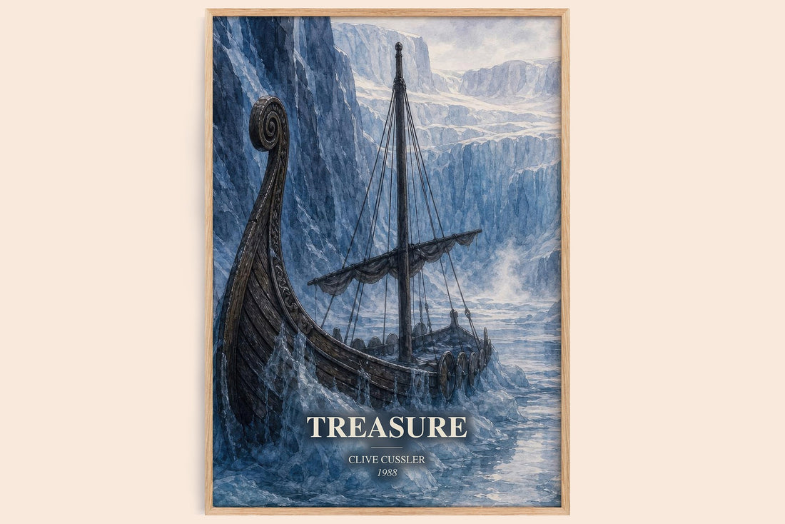 Treasure watercolour book poster by Clive Cussler – framed literary art print