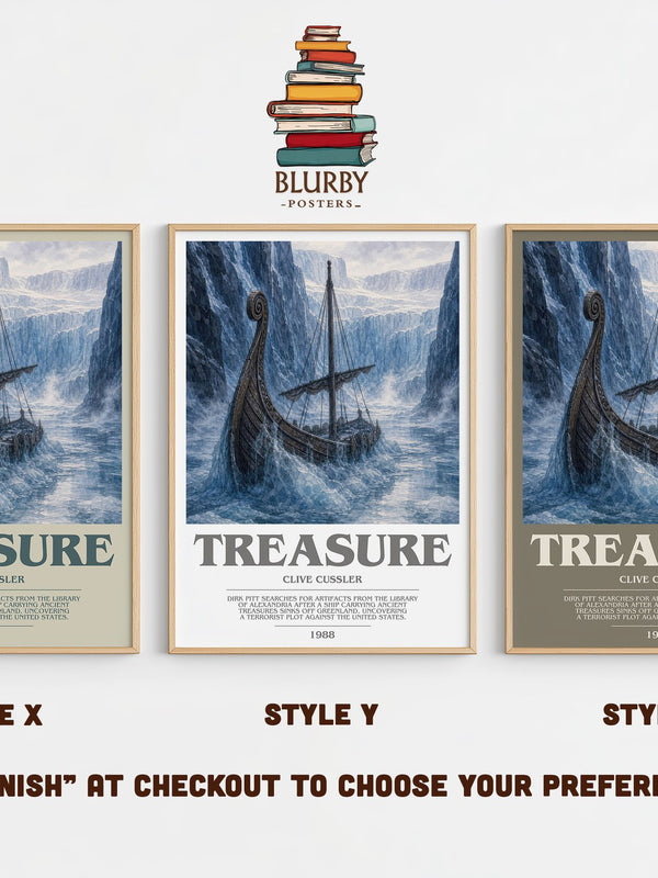 Treasure bookish print in frame leaning in hallway – thriller wall art