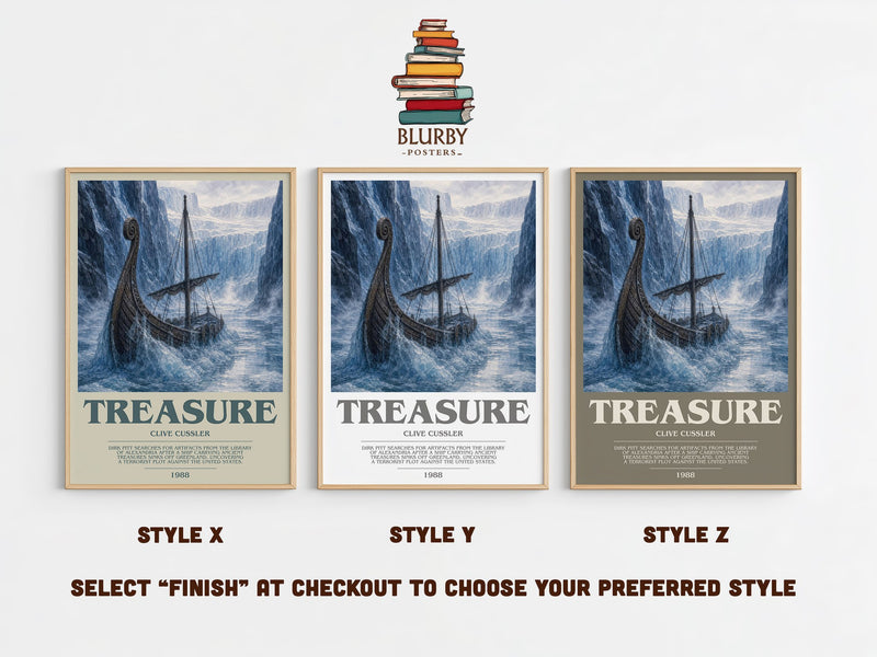 Treasure bookish print in frame leaning in hallway – thriller wall art
