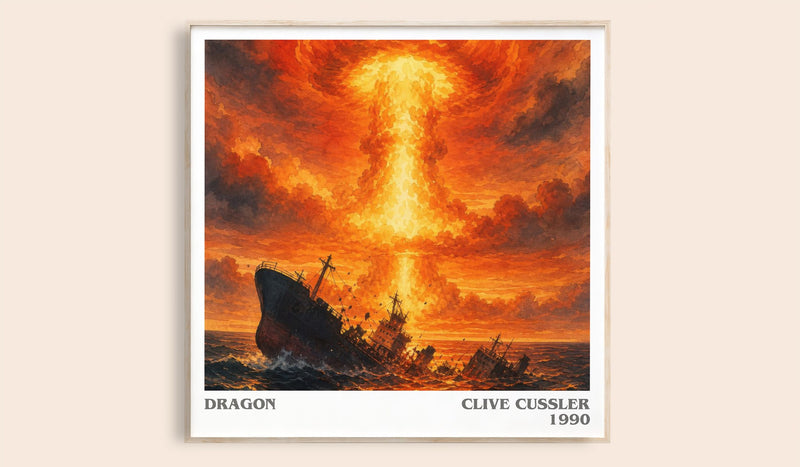 Dragon literary book poster by Clive Cussler – framed literary art print