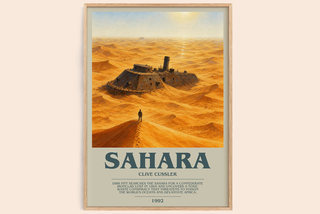 Sahara bookish book poster by Clive Cussler – framed literary art print