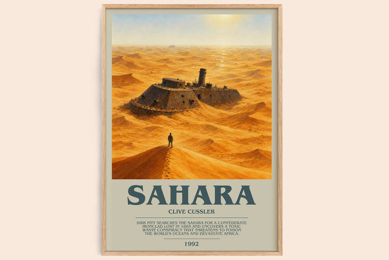 Sahara bookish book poster by Clive Cussler – framed literary art print