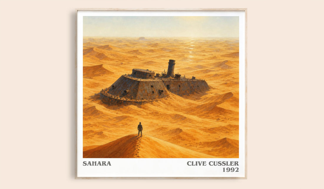 Sahara literary book poster by Clive Cussler – framed literary art print
