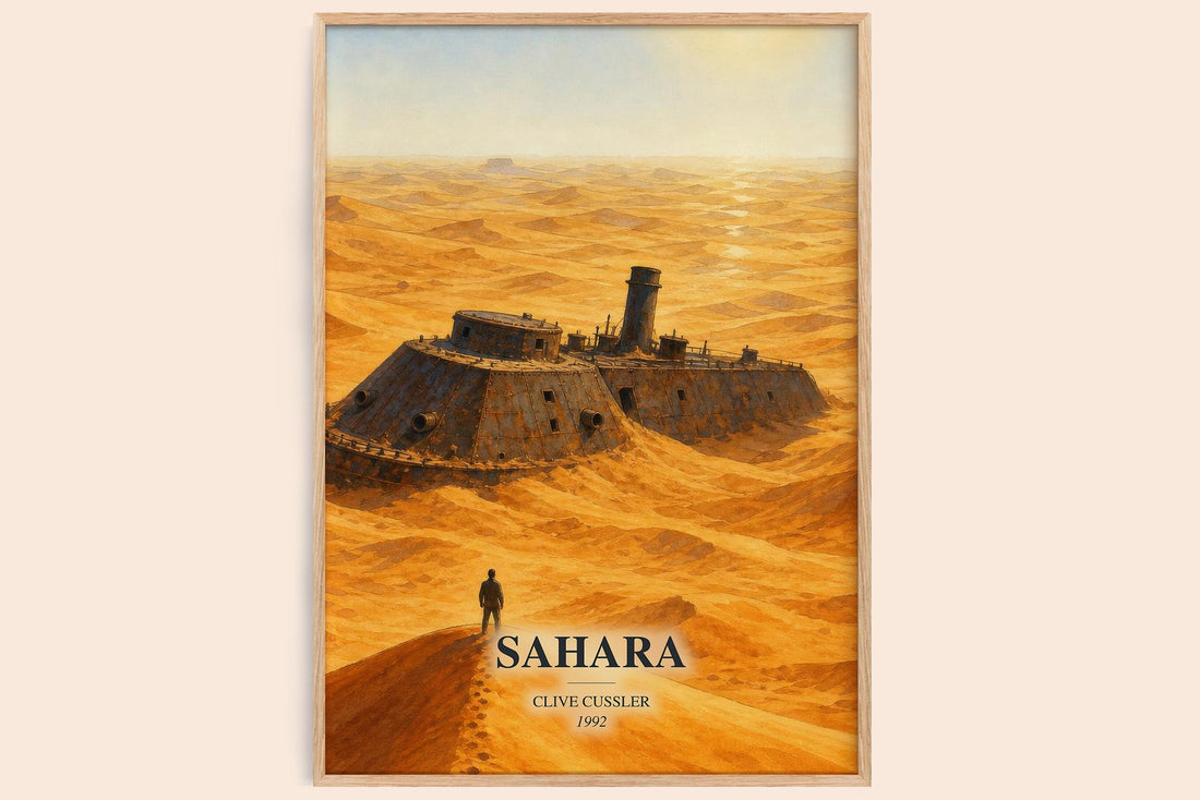 Sahara watercolour book poster by Clive Cussler – framed literary art print