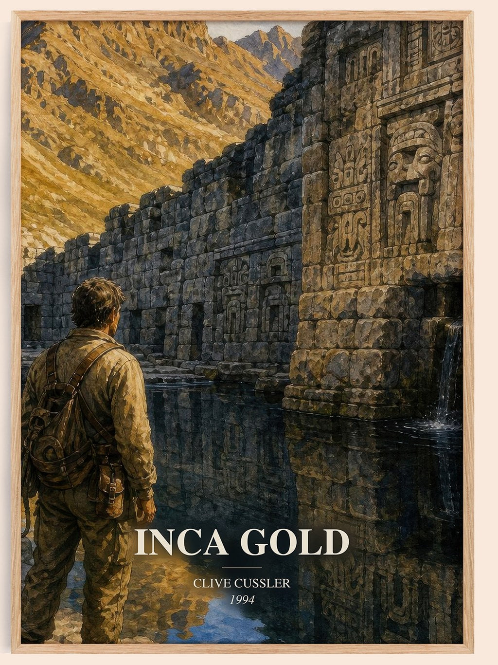 Inca Gold watercolour book poster by Clive Cussler – framed literary art print