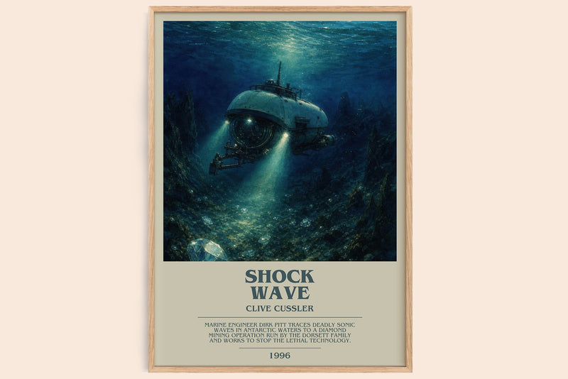 Shock Wave bookish book poster by Clive Cussler – framed literary art print