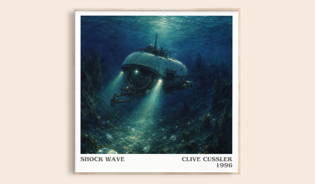 Shock Wave literary book poster by Clive Cussler – framed literary art print