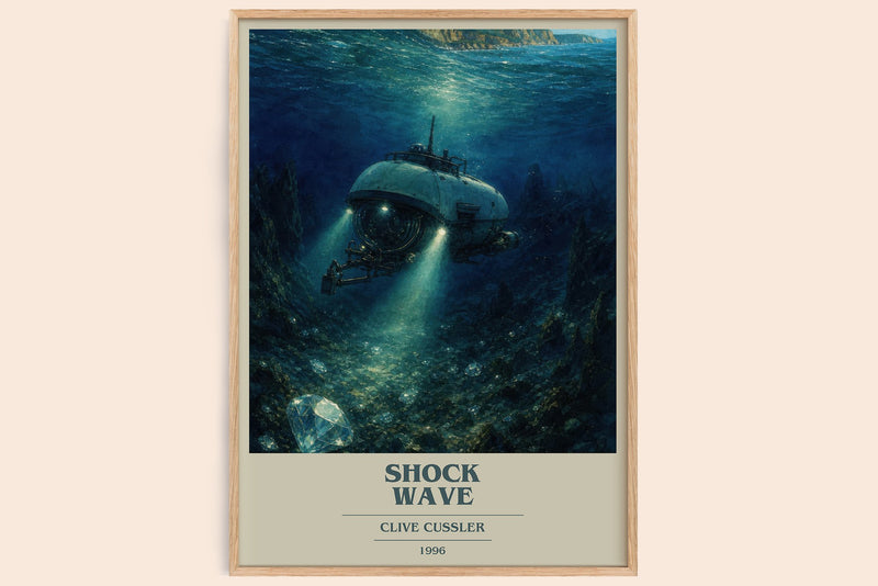 Shock Wave book cover book poster by Clive Cussler – framed literary art print