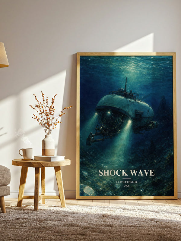 Shock Wave watercolour print in frame leaning in hallway – adventure wall art