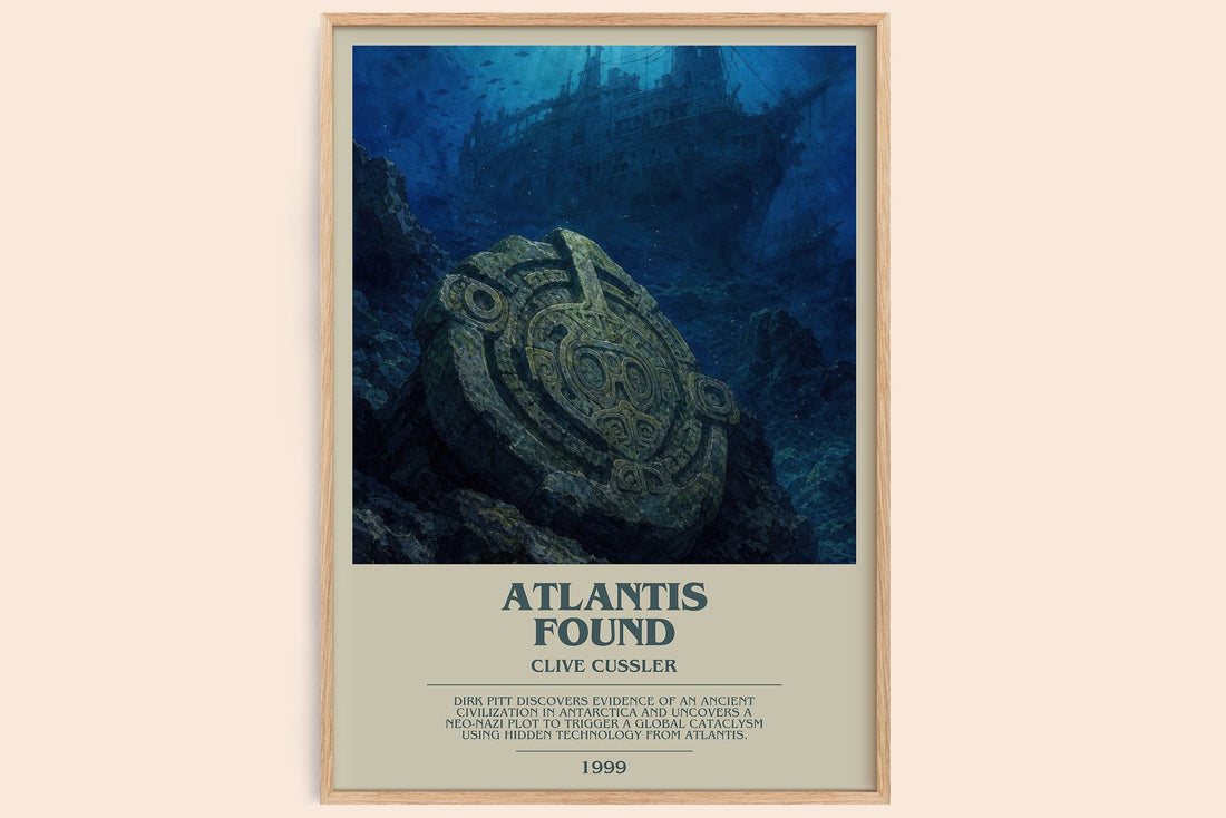 Atlantis Found bookish book poster by Clive Cussler – framed literary art print