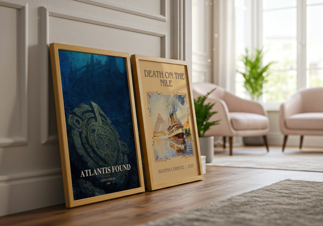 Atlantis Found watercolour print framed by window – literary home decor