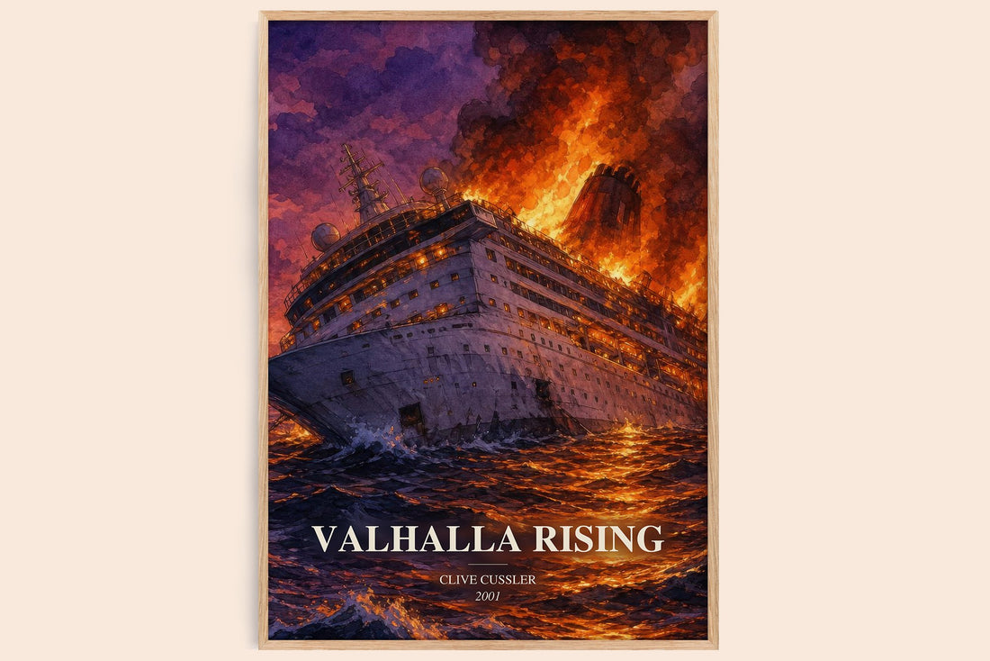 Valhalla Rising watercolour book poster by Clive Cussler – framed literary art print