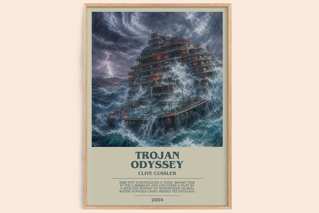Trojan Odyssey bookish book poster by Clive Cussler – framed literary art print