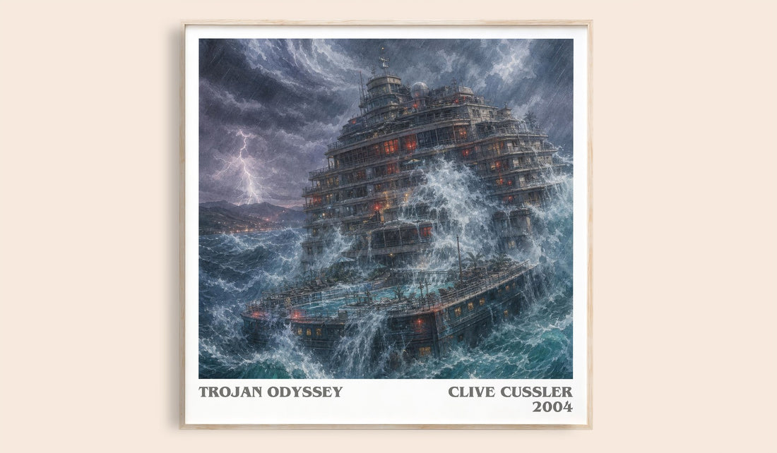 Trojan Odyssey literary book poster by Clive Cussler – framed literary art print