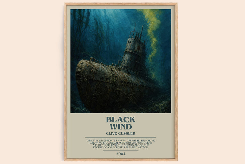 Black Wind bookish book poster by Clive Cussler – framed literary art print