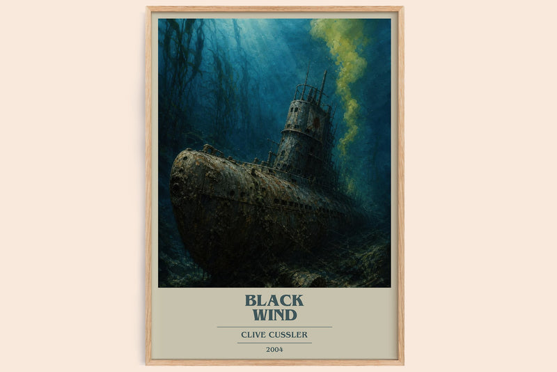Black Wind book cover book poster by Clive Cussler – framed literary art print
