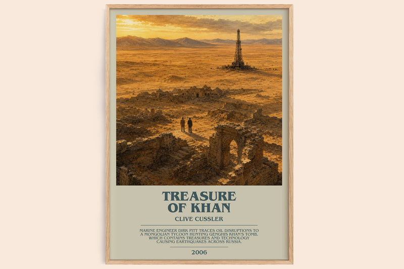Treasure of Khan bookish book poster by Clive Cussler – framed literary art print