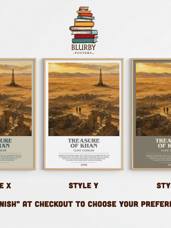 Treasure of Khan bookish print in frame leaning in hallway – adventure wall art