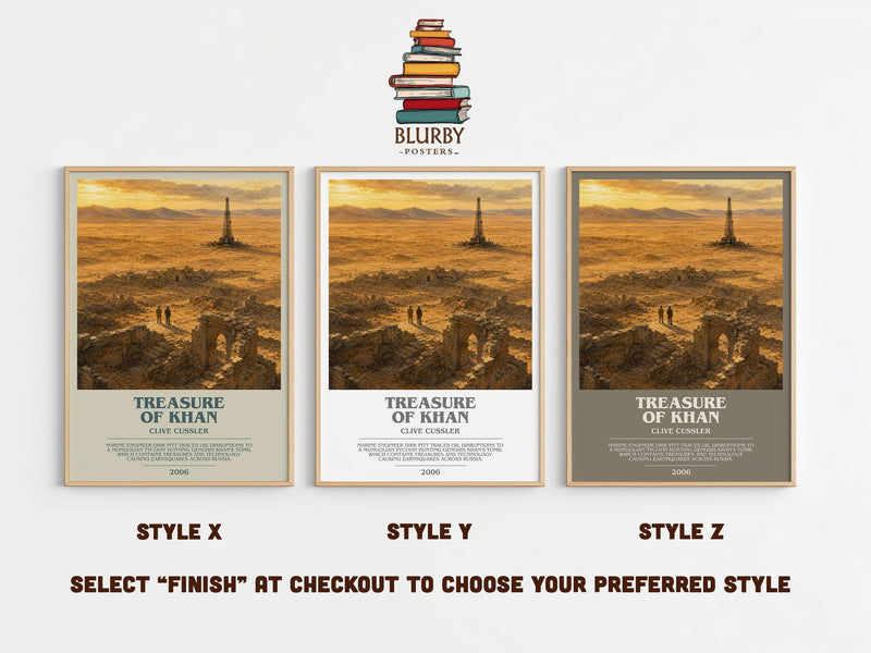 Treasure of Khan bookish print in frame leaning in hallway – adventure wall art