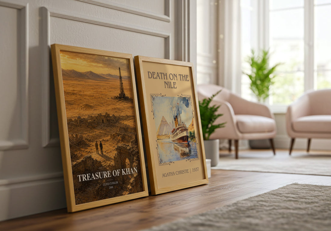 Treasure of Khan watercolour print framed by window – literary home decor