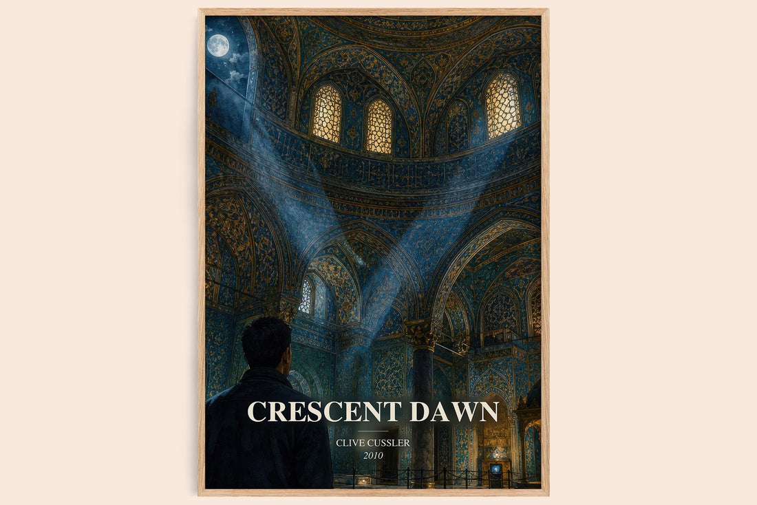 Crescent Dawn watercolour book poster by Clive Cussler – framed literary art print