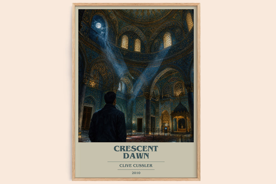 Crescent Dawn book cover book poster by Clive Cussler – framed literary art print