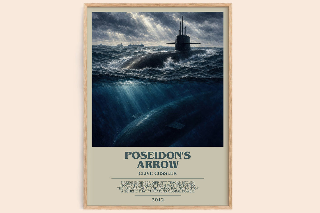 Poseidon's Arrow bookish book poster by Clive Cussler – framed literary art print