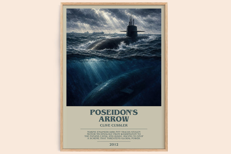 Poseidon's Arrow bookish book poster by Clive Cussler – framed literary art print
