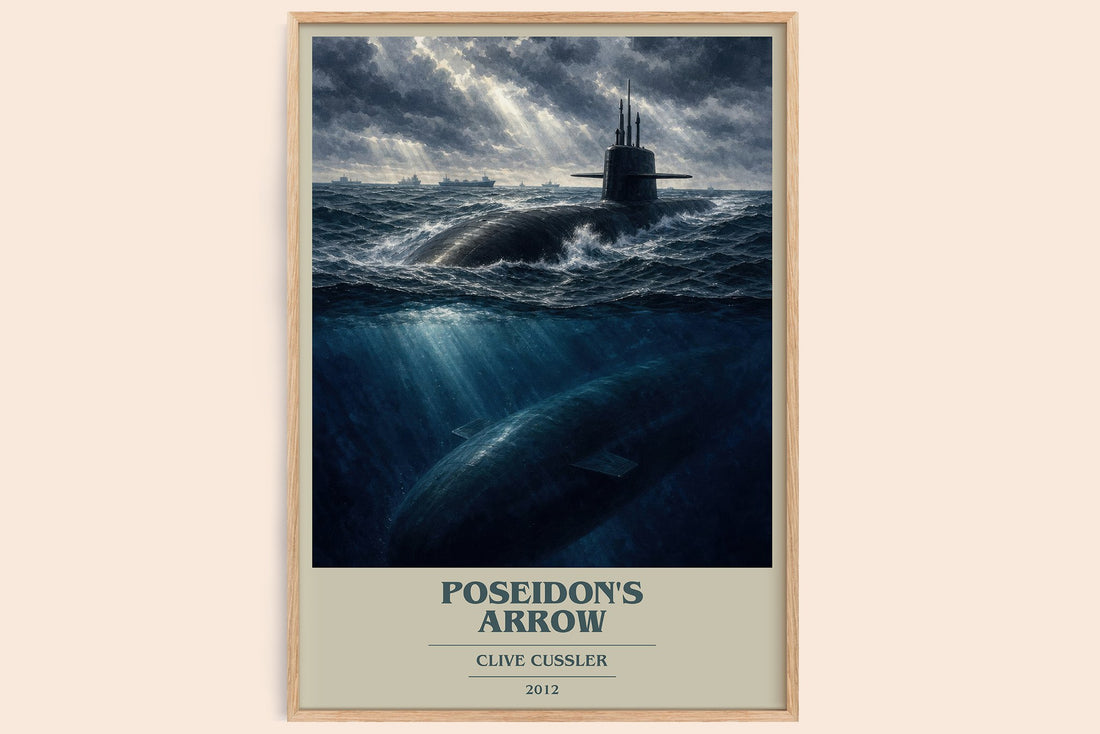 Poseidon's Arrow book cover book poster by Clive Cussler – framed literary art print