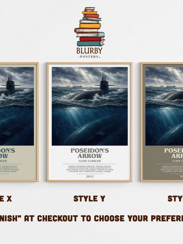 Poseidon's Arrow bookish print in frame leaning in hallway – adventure wall art