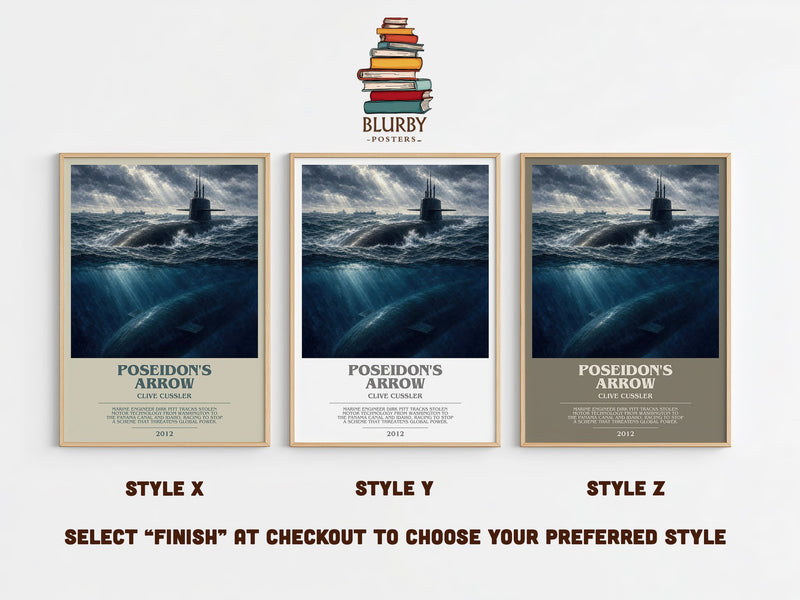 Poseidon's Arrow bookish print in frame leaning in hallway – adventure wall art