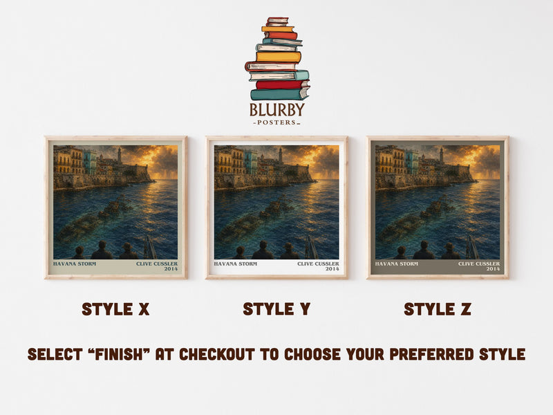 Havana Storm literary print in frame leaning in hallway – thriller wall art